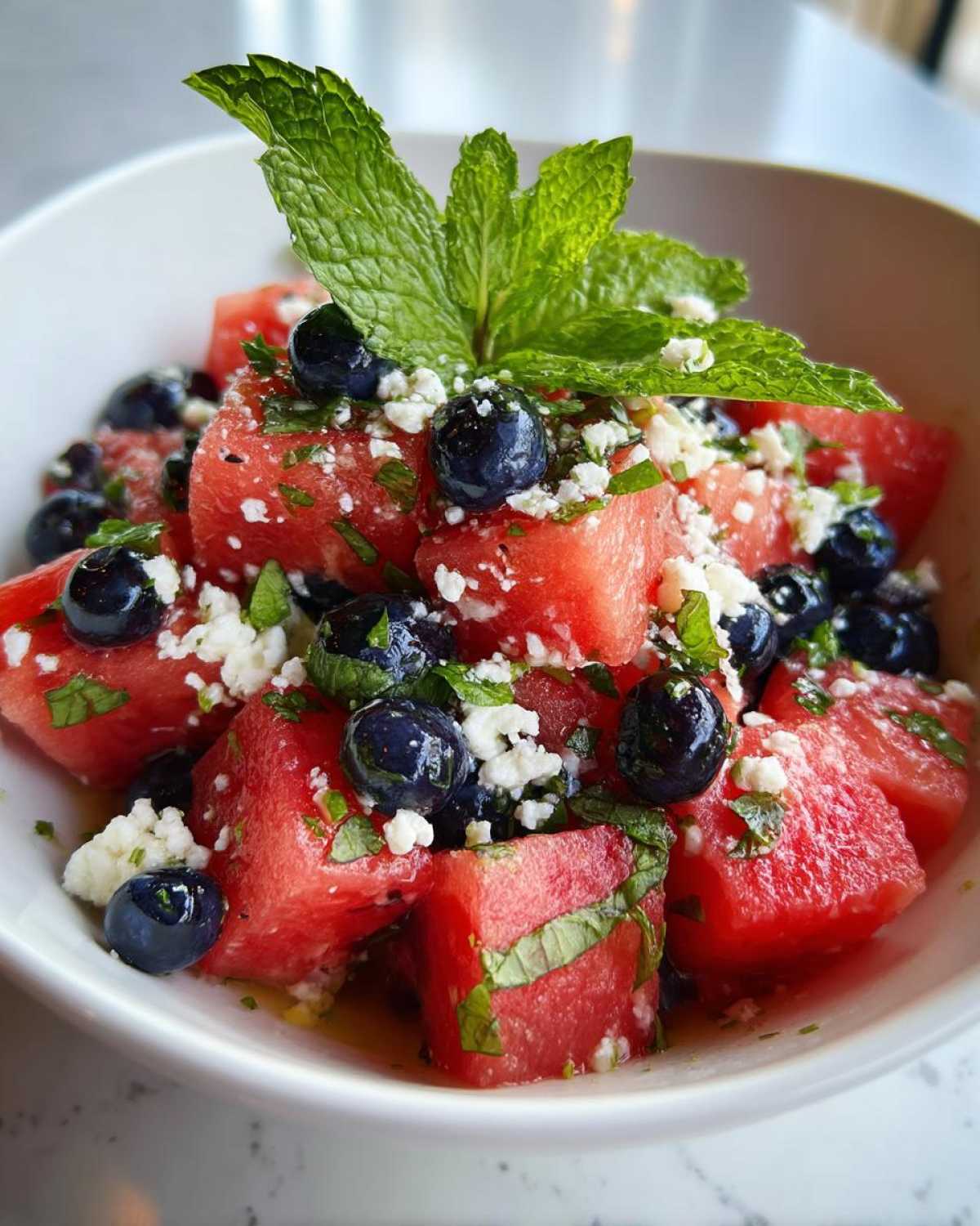 watermelon blueberry feta salad