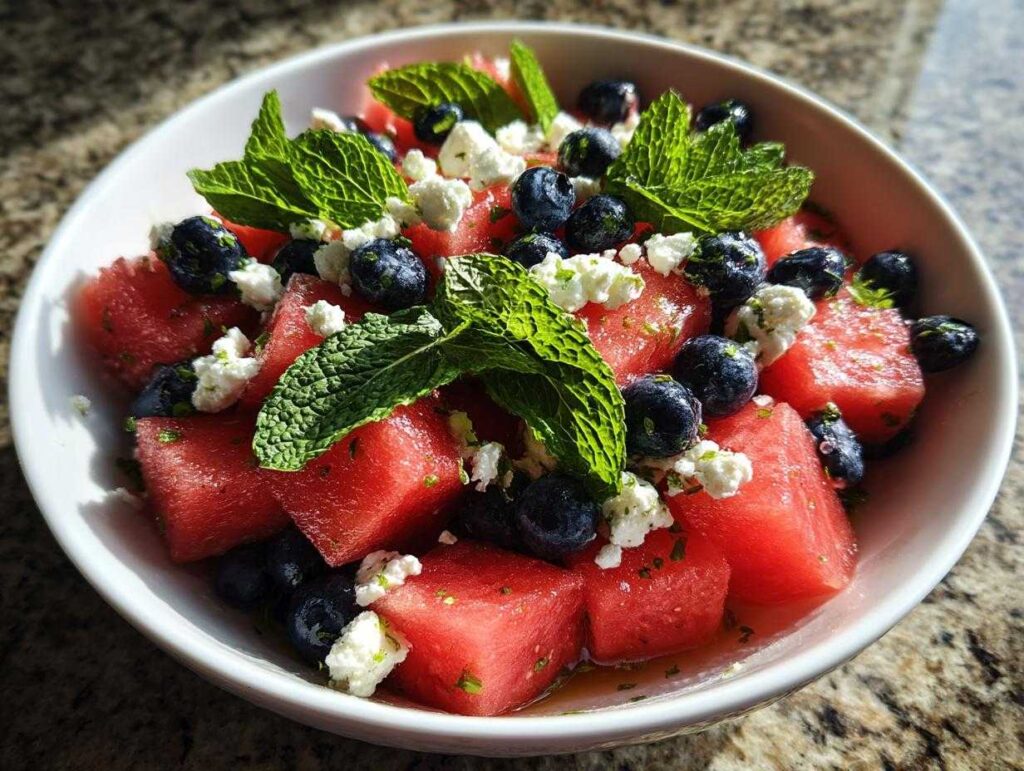 watermelon blueberry feta salad