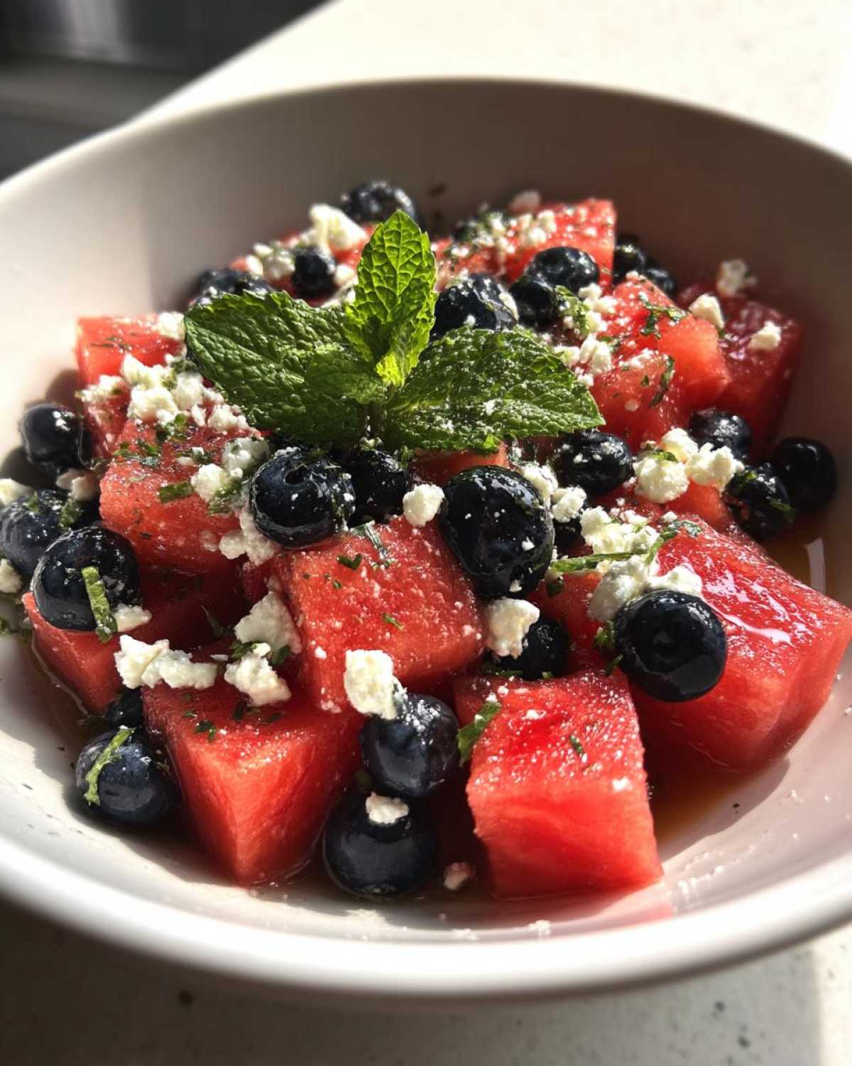 watermelon blueberry feta salad