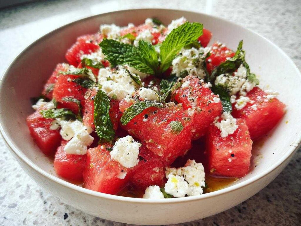 watermelon feta mint salad