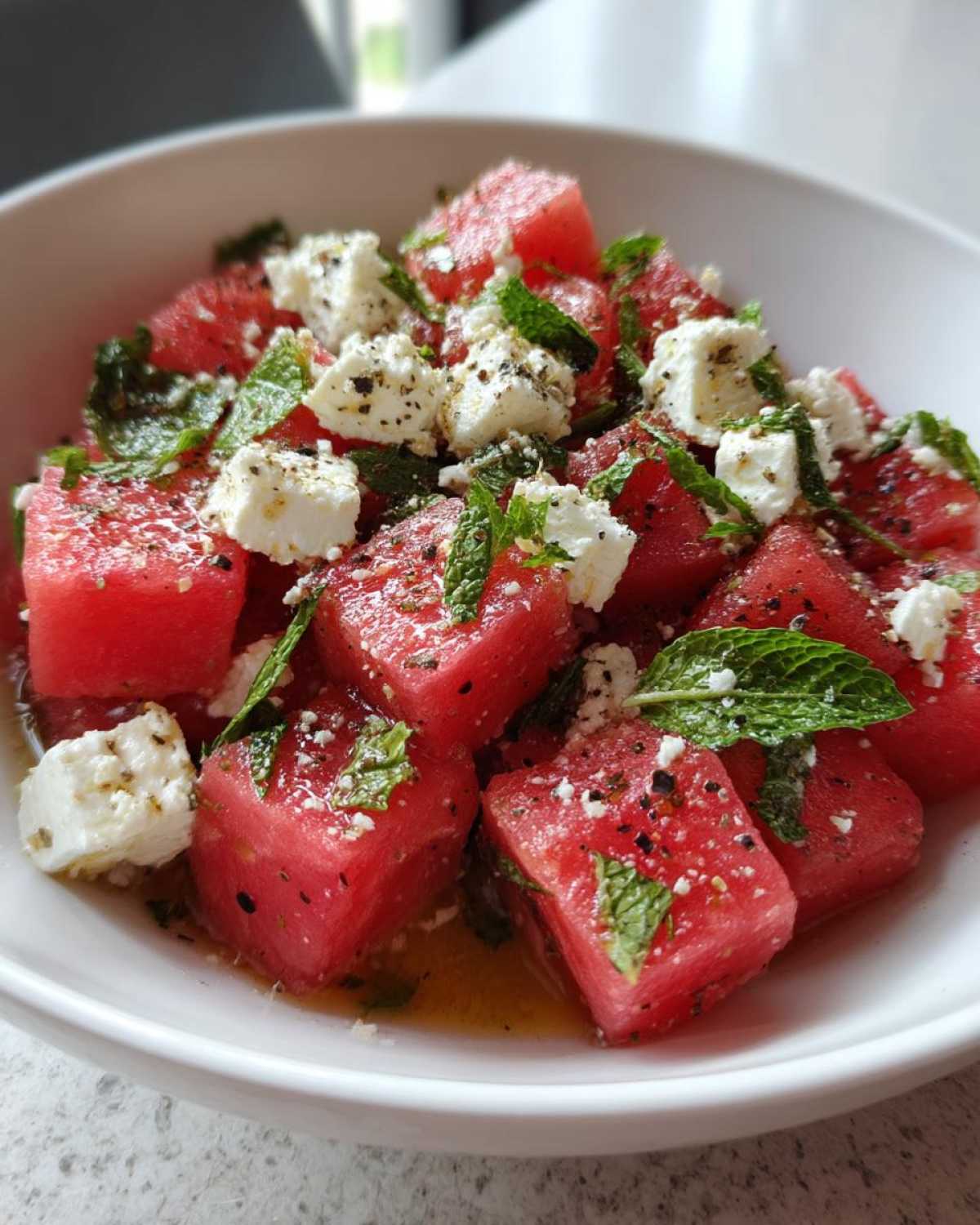 watermelon feta mint salad