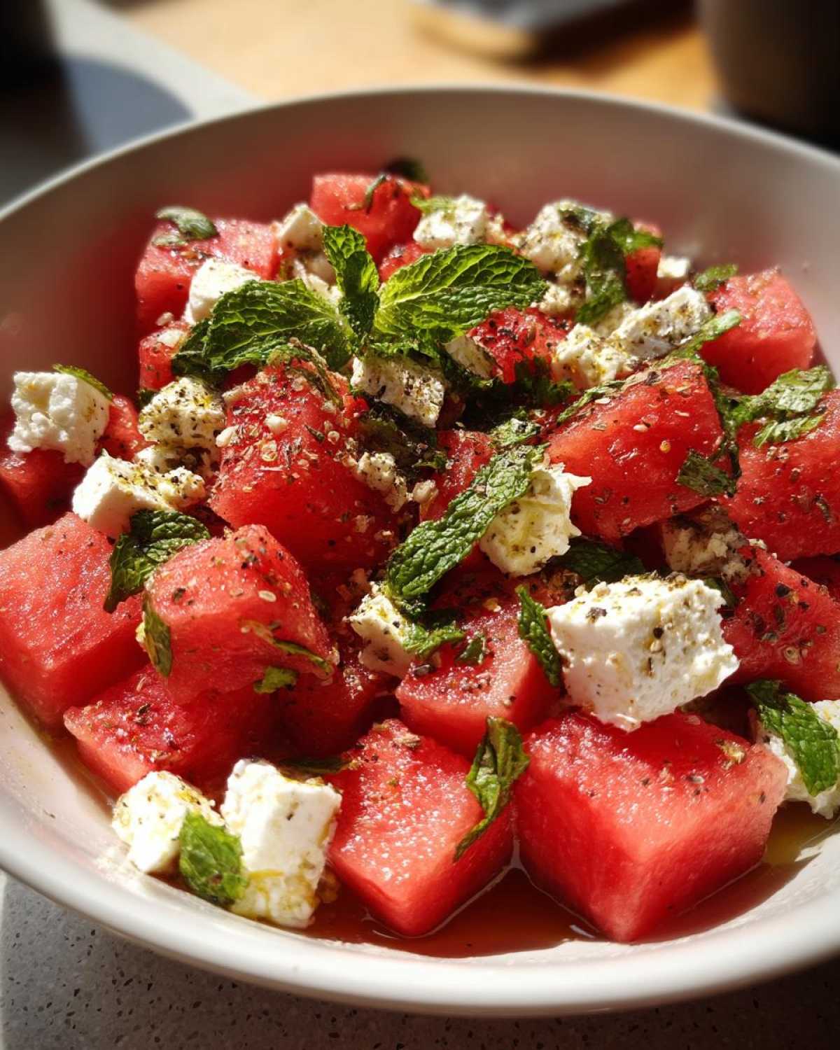 watermelon feta mint salad