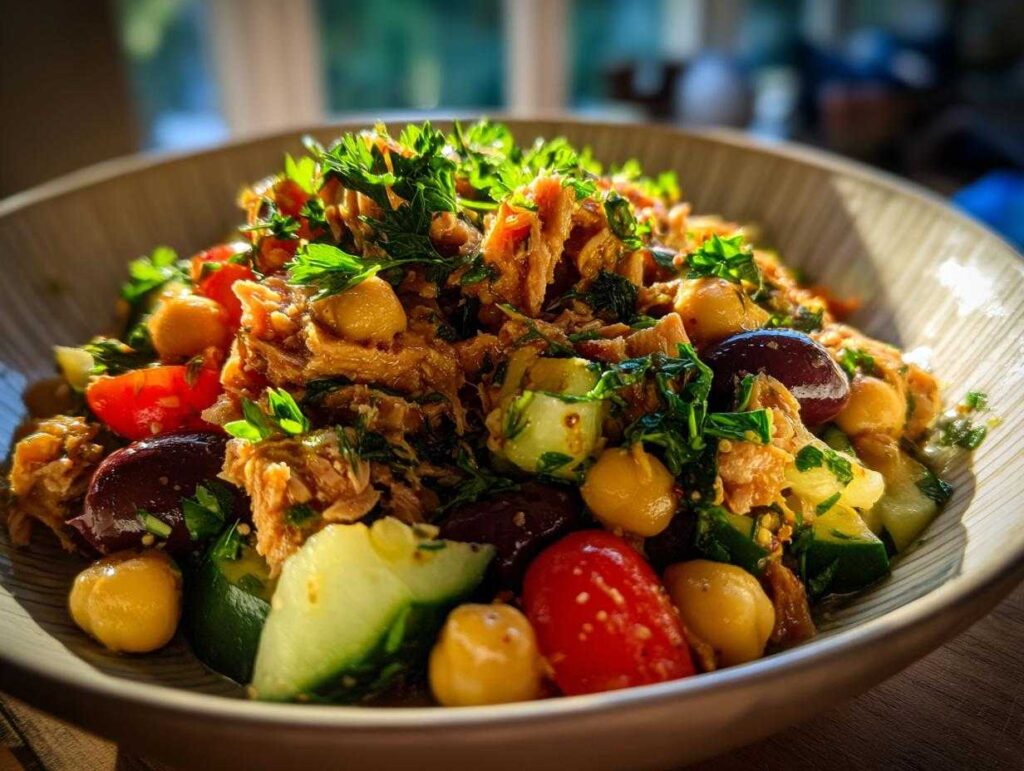 tuna garbanzo bean salad - Featured