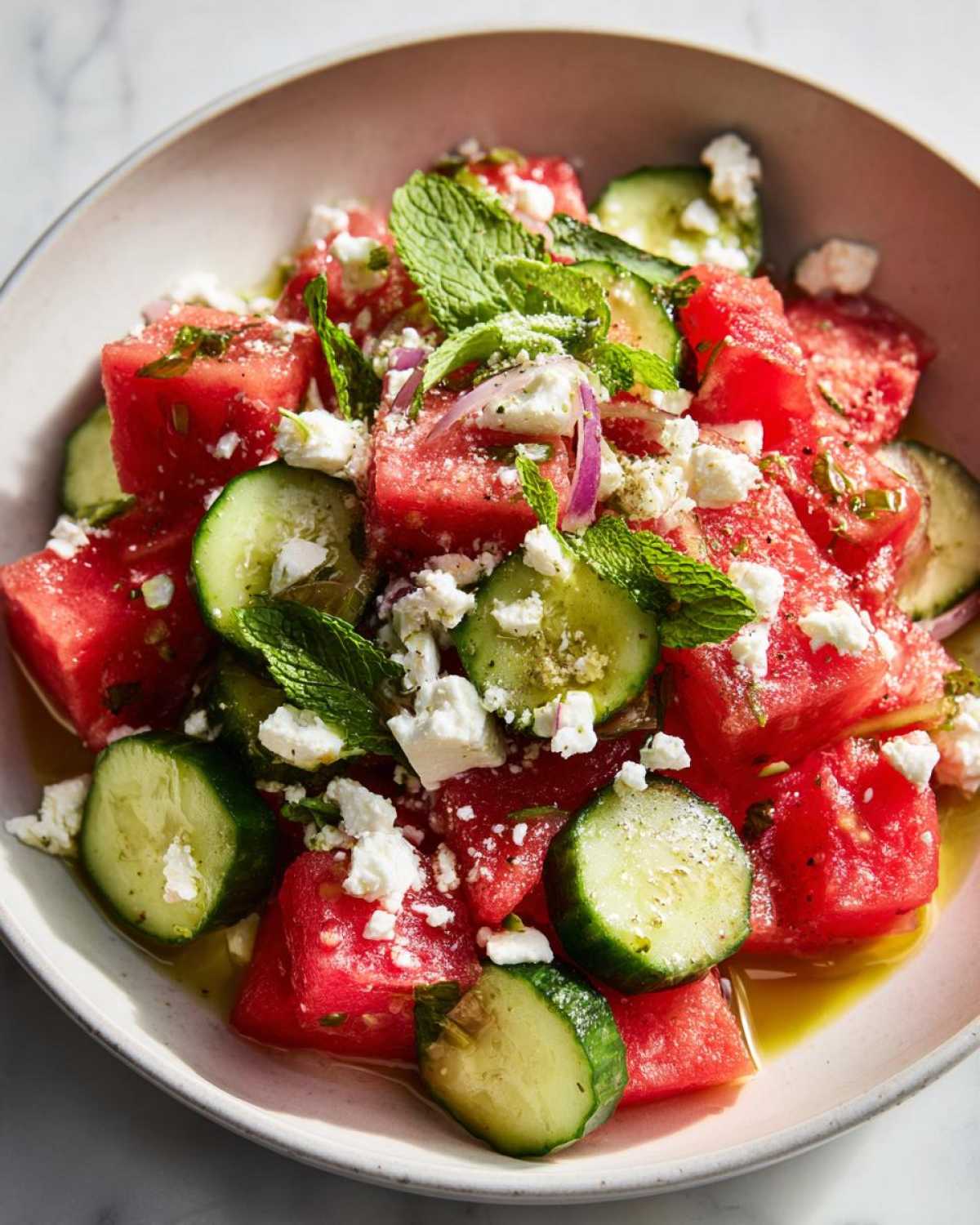 watermelon cucumber feta salad - Other 4