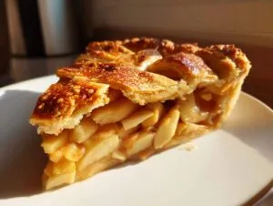A perfect slice of Grandma's Magic Apple Pie, showcasing a flaky crust and generous apple filling.