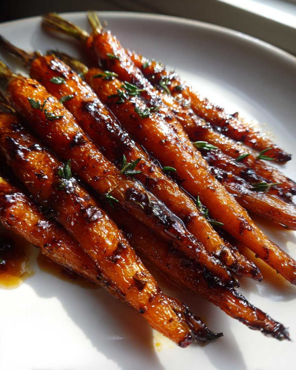 Close-up of perfectly glazed and roasted whole carrots, a delicious example of smashed carrots preparation.